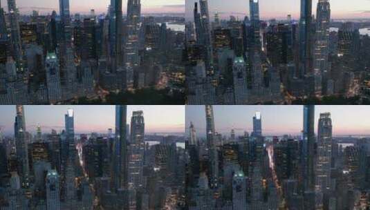 黄昏时拍摄的摩天大楼全景高清在线视频素材下载