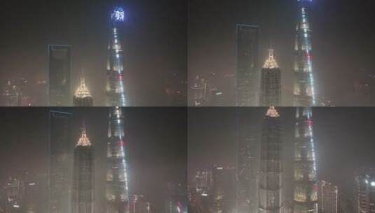 解封后的上海三件套夜景高清在线视频素材下载