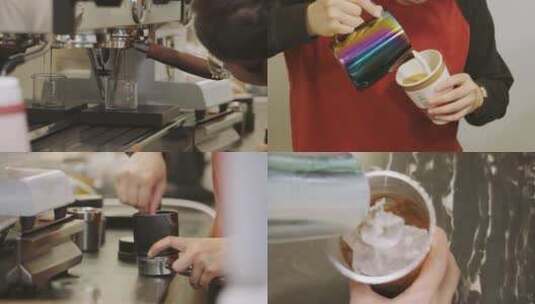 咖啡制作咖啡机精品咖啡店美式独立咖啡拿铁高清在线视频素材下载