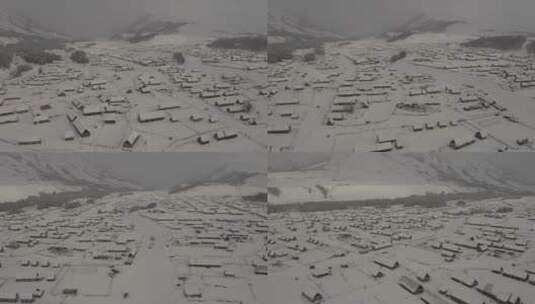 新疆 禾木 雪屋 航拍 冬季高清在线视频素材下载
