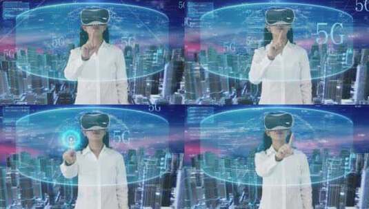 VR虚拟现实和智能穿戴设备互动体验高清在线视频素材下载