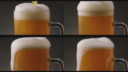 瓶子里的啤酒倒进啤酒杯里高清在线视频素材下载