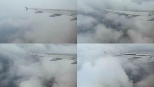 恶劣天气雨天下云雾中飞行的飞机高清在线视频素材下载