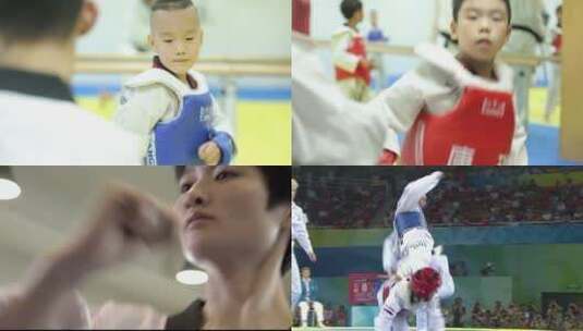 儿童跆拳道武术培训班高清在线视频素材下载