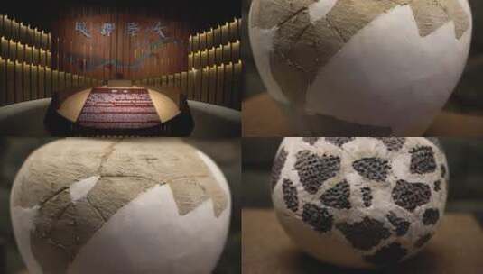 湘西里耶博物馆古风素材古陶器高清在线视频素材下载