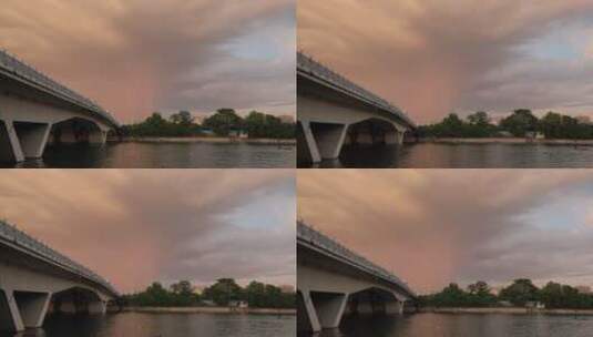 广西桂林漓江桥傍晚暴风雨来临积雨云高清在线视频素材下载