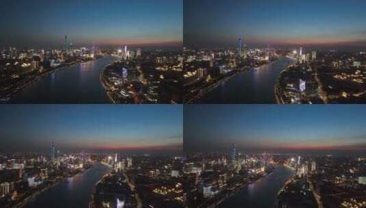 上海杨浦区夜景航拍高清在线视频素材下载