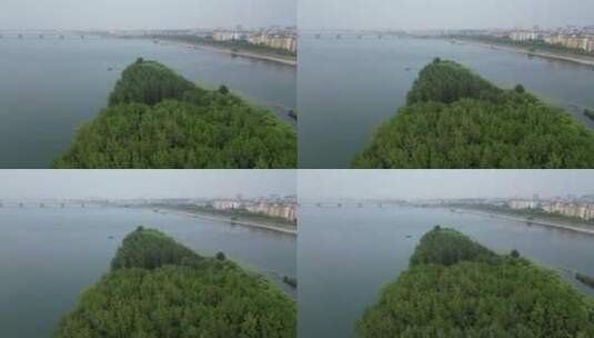 湖北襄阳汉江风光交通航拍高清在线视频素材下载