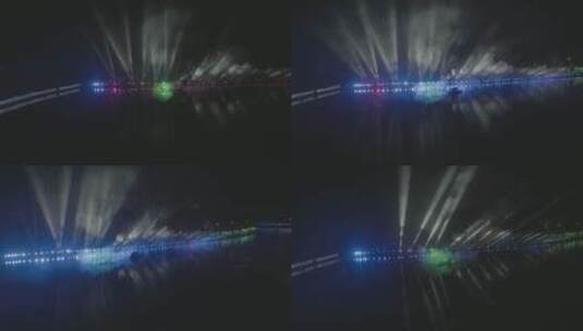 衡阳双水湾景区夜景灯光秀表演高清在线视频素材下载
