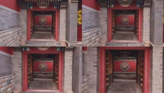 北京白瀑寺红墙金色麒麟影壁高清在线视频素材下载