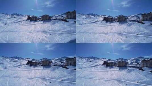 安第斯山脉滑雪站景观高清在线视频素材下载