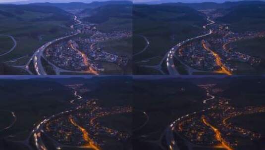 夜晚高速公路车辆车流 光线痕迹 延时拍摄高清在线视频素材下载