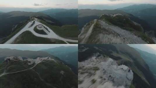 无人机飞越山顶高清在线视频素材下载