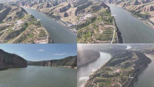 黄河大峡谷自然风光航拍高清在线视频素材下载
