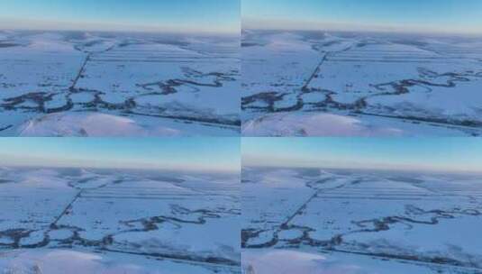 航拍呼伦贝尔特泥河湿地雪景高清在线视频素材下载
