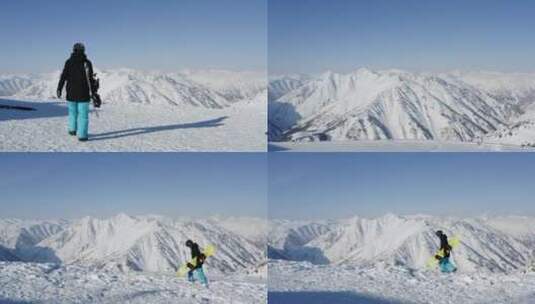 冬季滑雪航拍高清在线视频素材下载