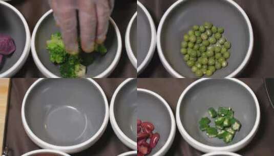 轻食制作新鲜蔬菜和豆类素材高清在线视频素材下载