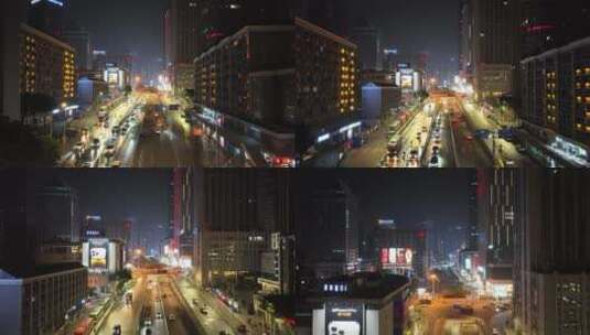 重庆红锦大道夜景航拍高清在线视频素材下载