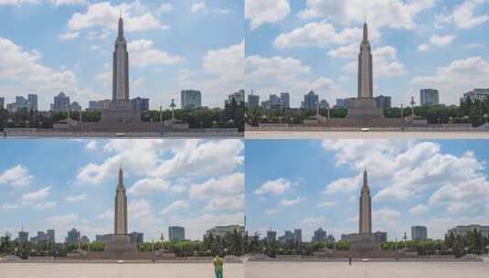 江西南昌八一广场南昌起义纪念塔延时摄影高清在线视频素材下载