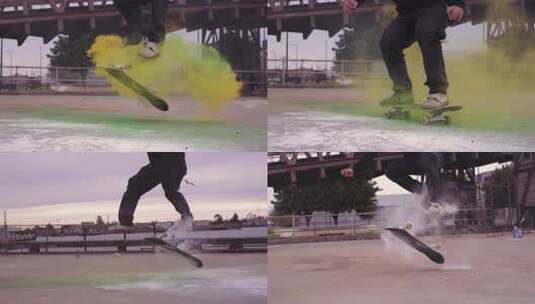玩滑板极限滑板特技运动表演高清在线视频素材下载