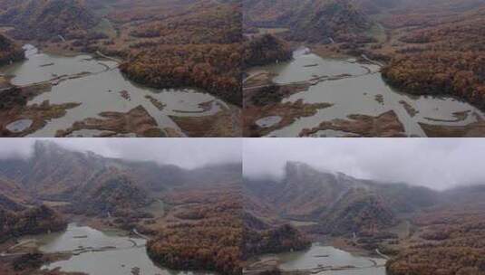 湖北神农架大九湖景区的阴雨秋天高清在线视频素材下载