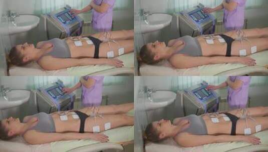 一位女子躺着在做医疗美容高清在线视频素材下载