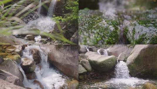 山谷溪流合集-苔鲜青苔水流高清在线视频素材下载