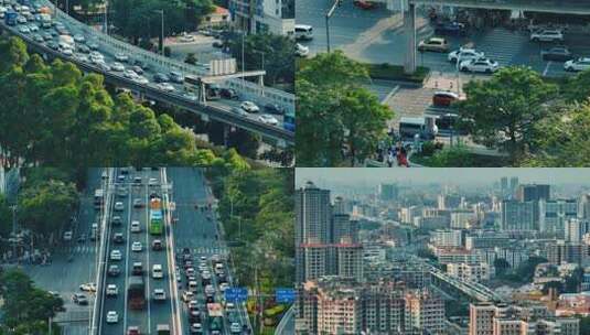 4K 广州 行人 马路 公路 道路 车流 塞车高清在线视频素材下载