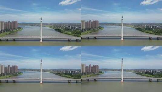 航拍江西抚州赣东大桥高清在线视频素材下载