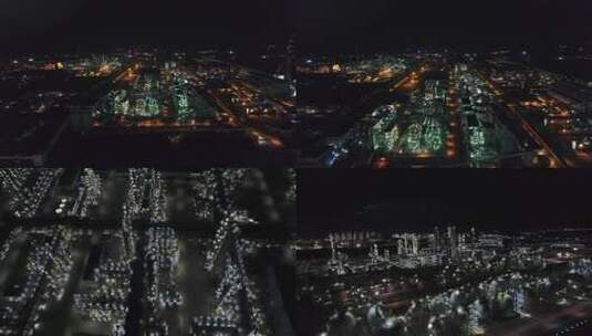 航拍宁夏神华宁煤集团厂区夜景合集5高清在线视频素材下载