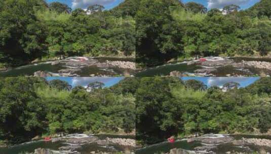 挑战漂流勇闯户外团体刺激皮划艇峡谷河流船高清在线视频素材下载