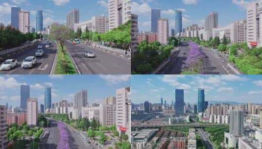 昆明北京路昆明广场4k航拍高清在线视频素材下载