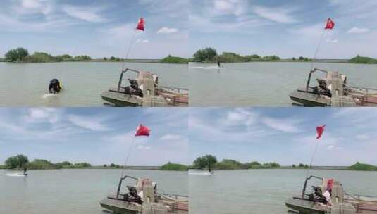 邵伯湖湖泊动力冲浪板冲浪高清在线视频素材下载