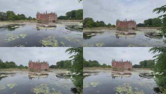 北欧丹麦王室水上城堡高清在线视频素材下载