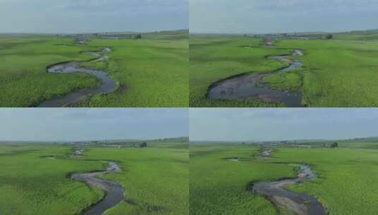 农场草地河流高清在线视频素材下载
