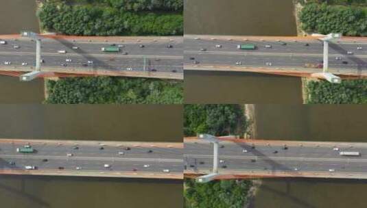 航拍车辆在桥上行驶高清在线视频素材下载