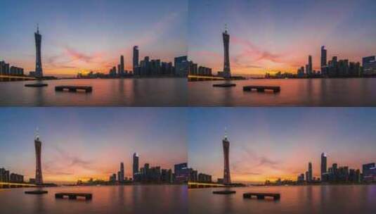 8K实拍广州珠江新城日转夜高清在线视频素材下载