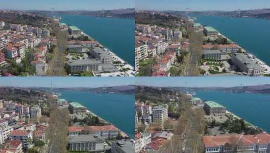 博斯普鲁斯海峡大桥和Ortakoy空中视频高清在线视频素材下载