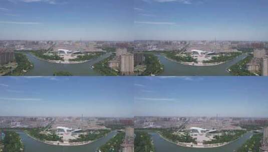 河北衡水文化艺术中心地标建筑航拍高清在线视频素材下载