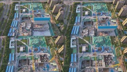 航拍建设中的徐州质子重离子医院高清在线视频素材下载