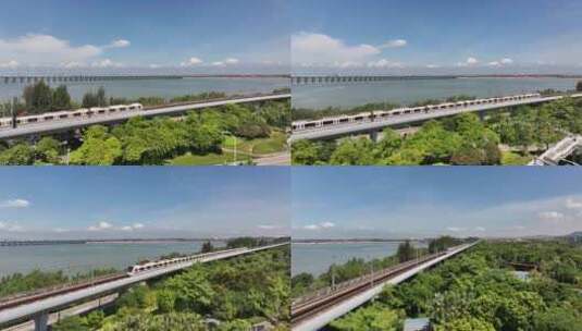 沿海高架桥深圳地铁11号线高清在线视频素材下载