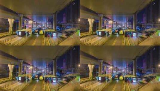 武汉公交车站大范围延时摄影高清在线视频素材下载