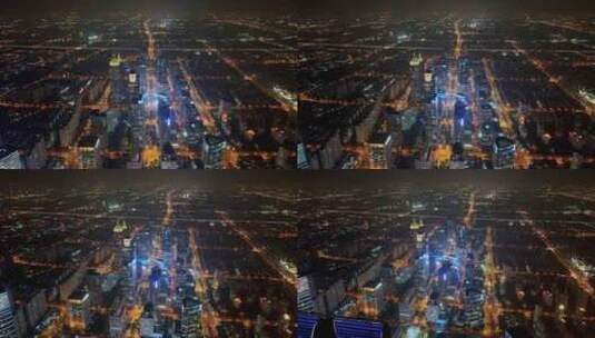 苏州东方之门城市夜景航拍高清在线视频素材下载