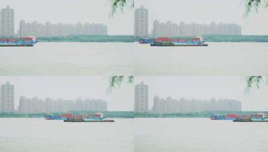 南京长江大桥和长江轮船高清在线视频素材下载