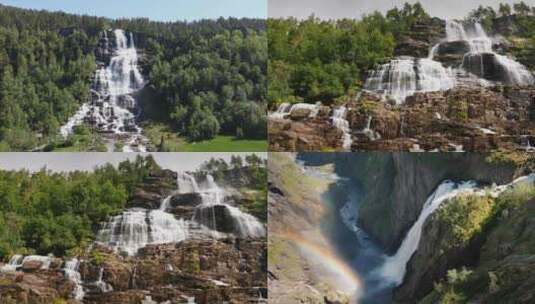 升格拍摄山中瀑布高清在线视频素材下载