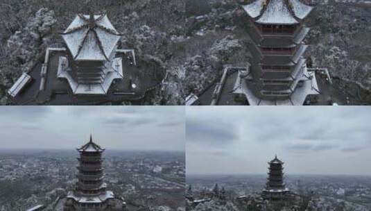 都江堰,玉垒阁,雪景,4K,60F高清在线视频素材下载