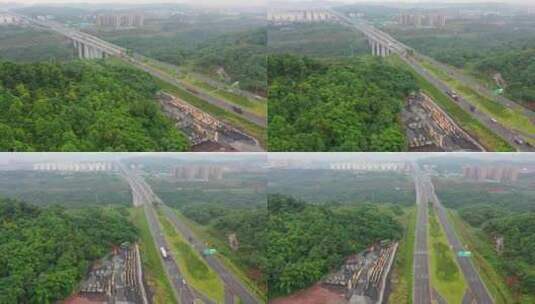 航拍重庆九龙坡白市驿快速路交通路网建设高清在线视频素材下载