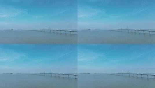 港珠澳大桥全景海上桥梁高空航拍大海风光高清在线视频素材下载