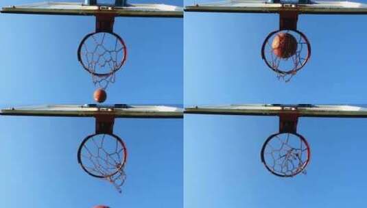 打篮球运动篮球入网高清在线视频素材下载