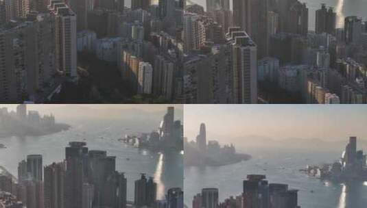 香港东区鲗鱼涌清晨航拍高清在线视频素材下载